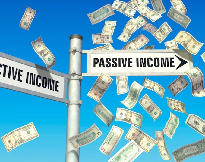 Active income versus passive income, 3D-illustration